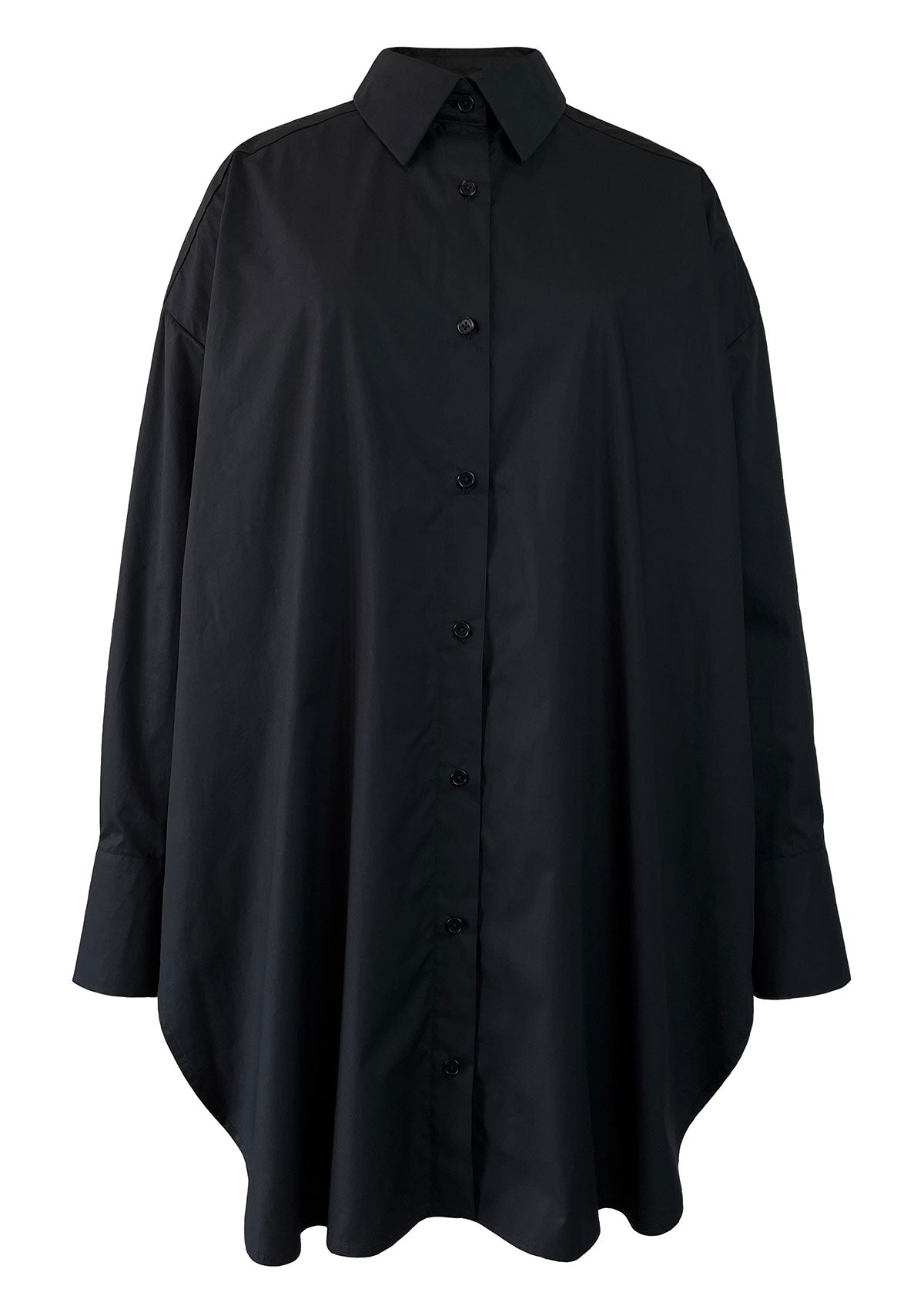 Cotton poplin oversized black women's shirt by Leophil