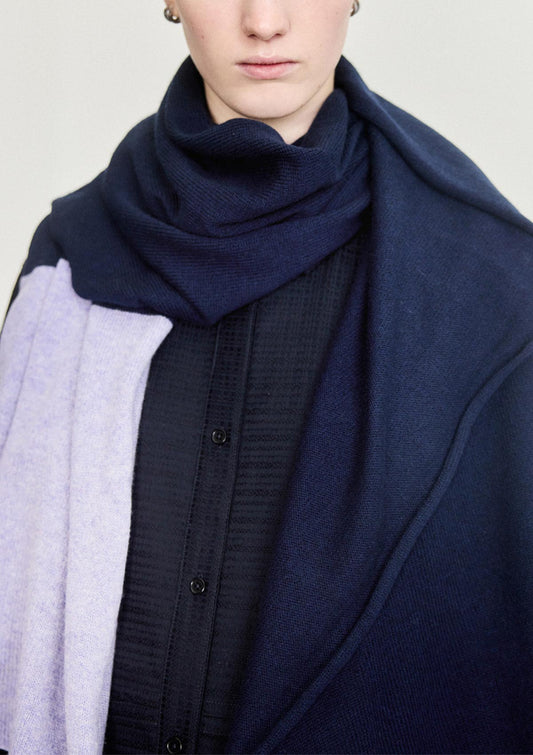ADA Cashmere Shawl in Navy and Lilac