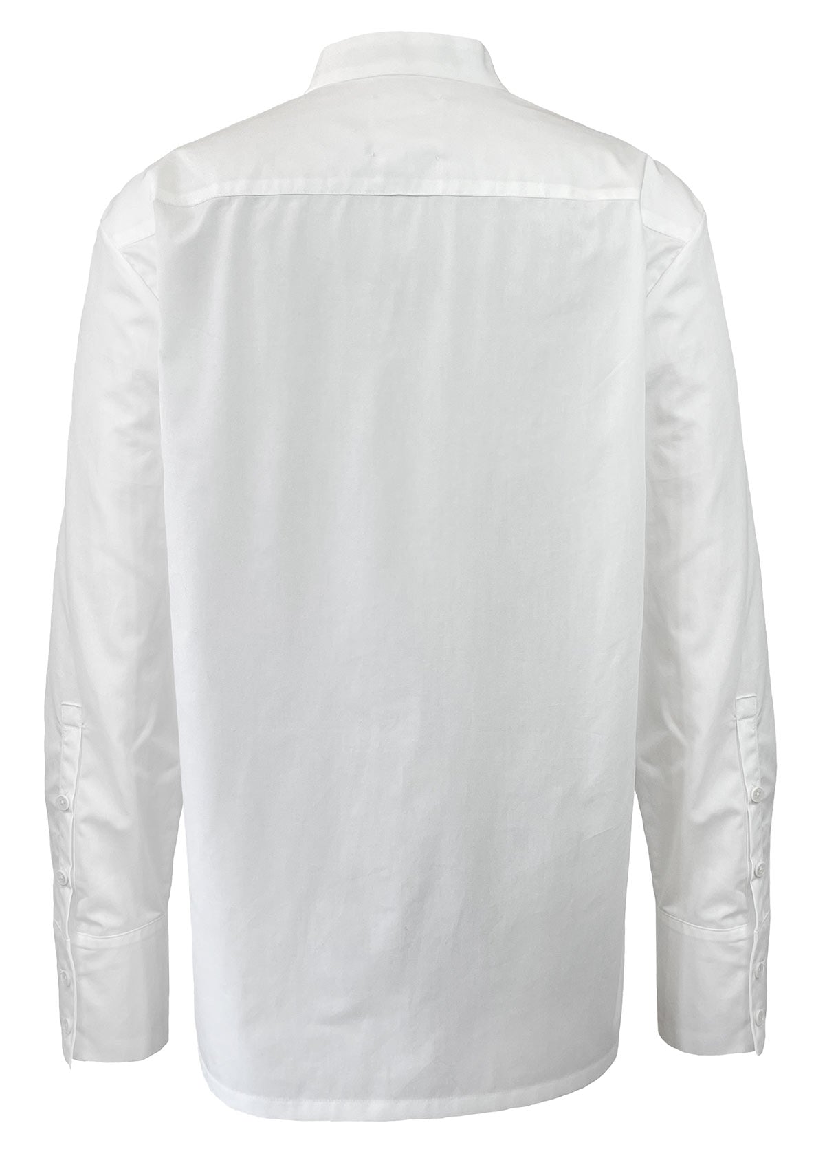 Slim white cotton women's shirt by Leophil with banded collar